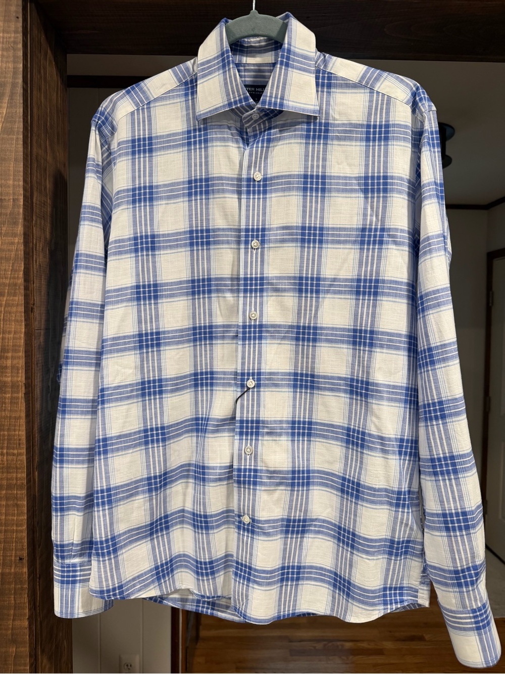 NWT Peter Millar Crown Crafted Flex Finish Plaid Shirt: Blue Cottage (Small)